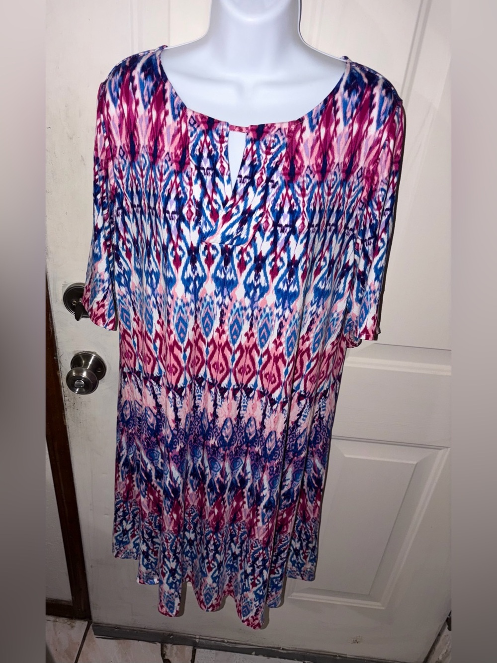 Chico's Printed Short Sleeve Knit Dress Sz 2